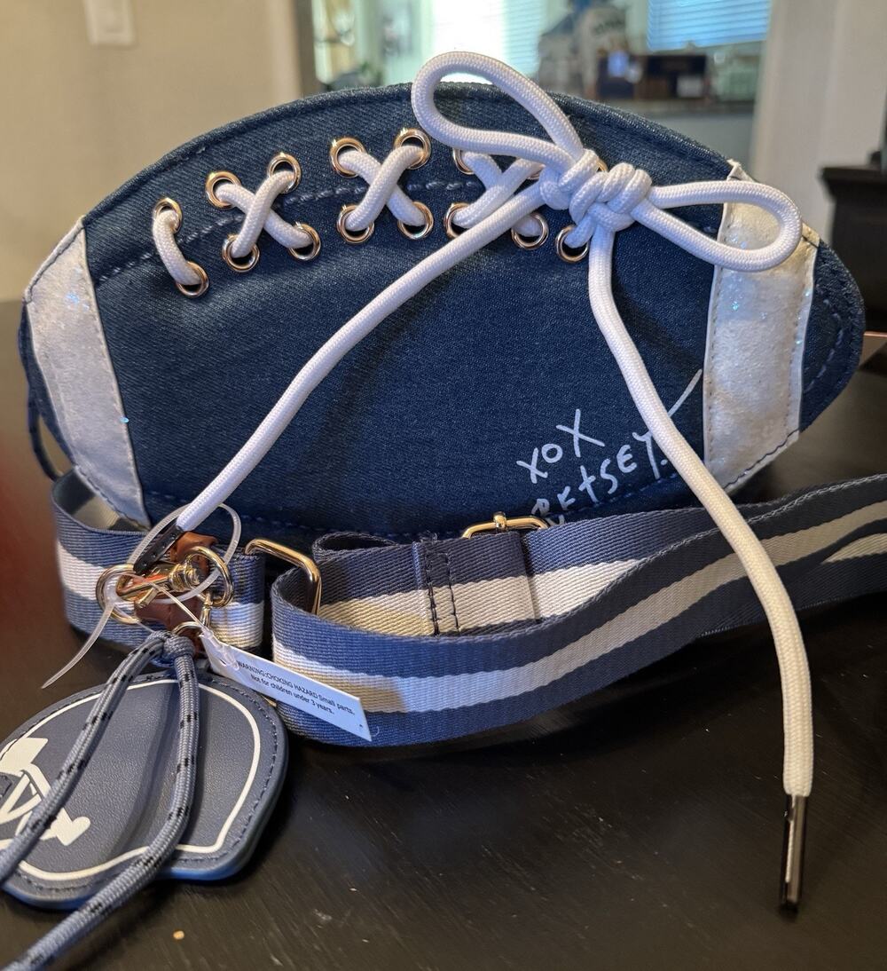 Betsey Johnson Football Crossbody Bag Denim Blue New With Tags Game Day